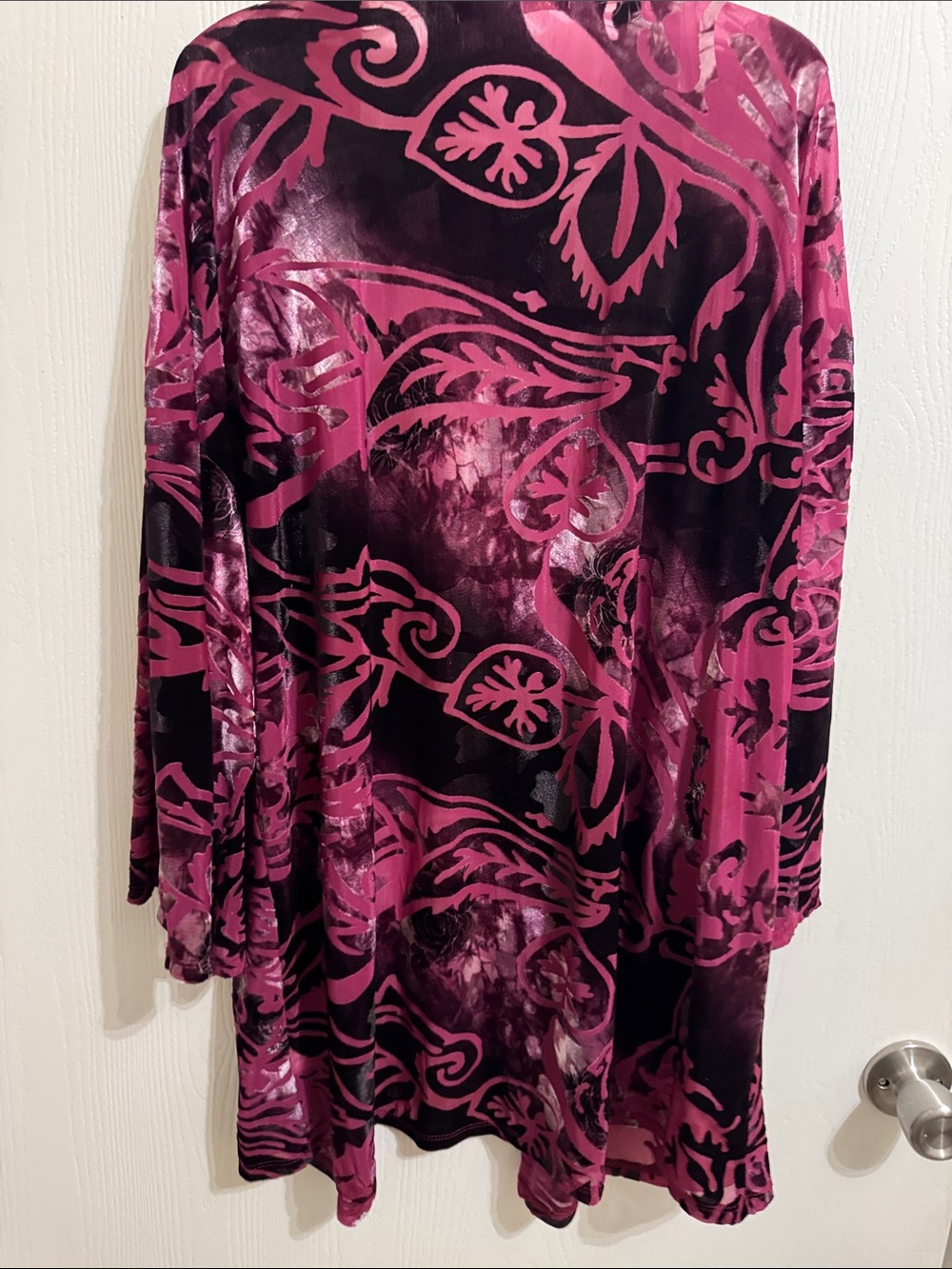 Always Indigo Burnout Velvet Kimono Berry Floral 3/4 Sleeve XL NWT Open Front - Picture 10 of 16